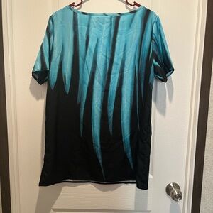 Blue and Black Graphic Dress